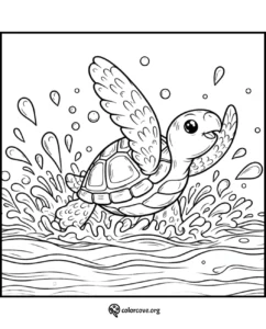 a coloring page of a turtle