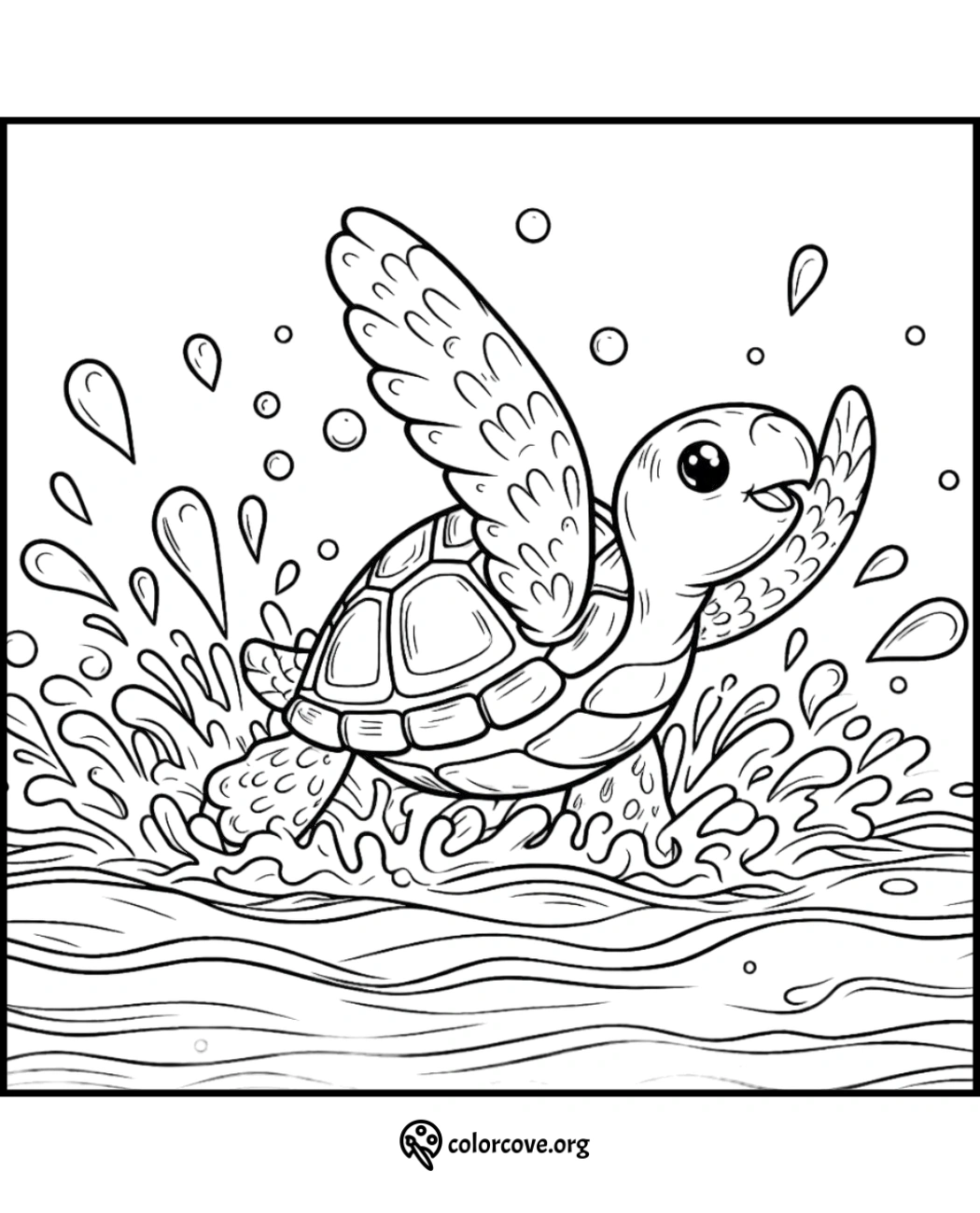 a coloring page of a turtle