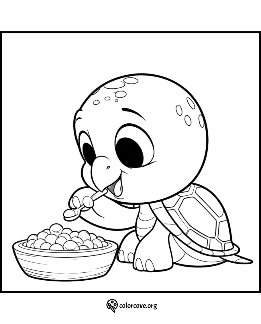 a cartoon of a turtle eating cereal