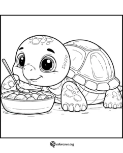 a cartoon of a turtle eating