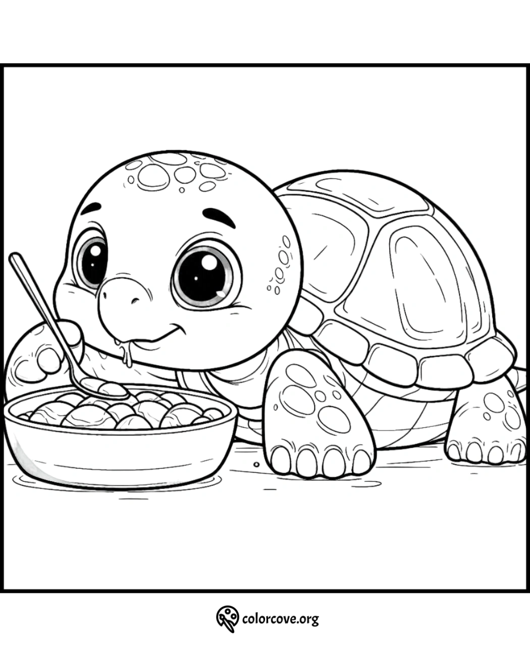 a cartoon of a turtle eating