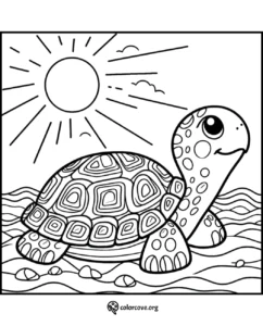 a coloring page of a turtle