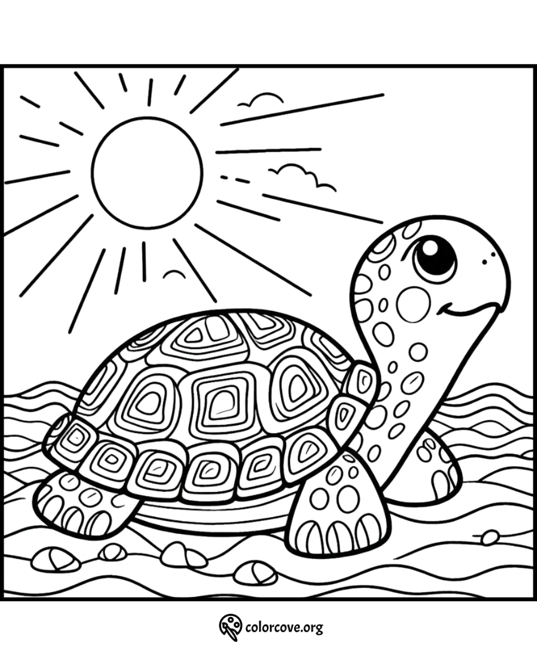 a coloring page of a turtle