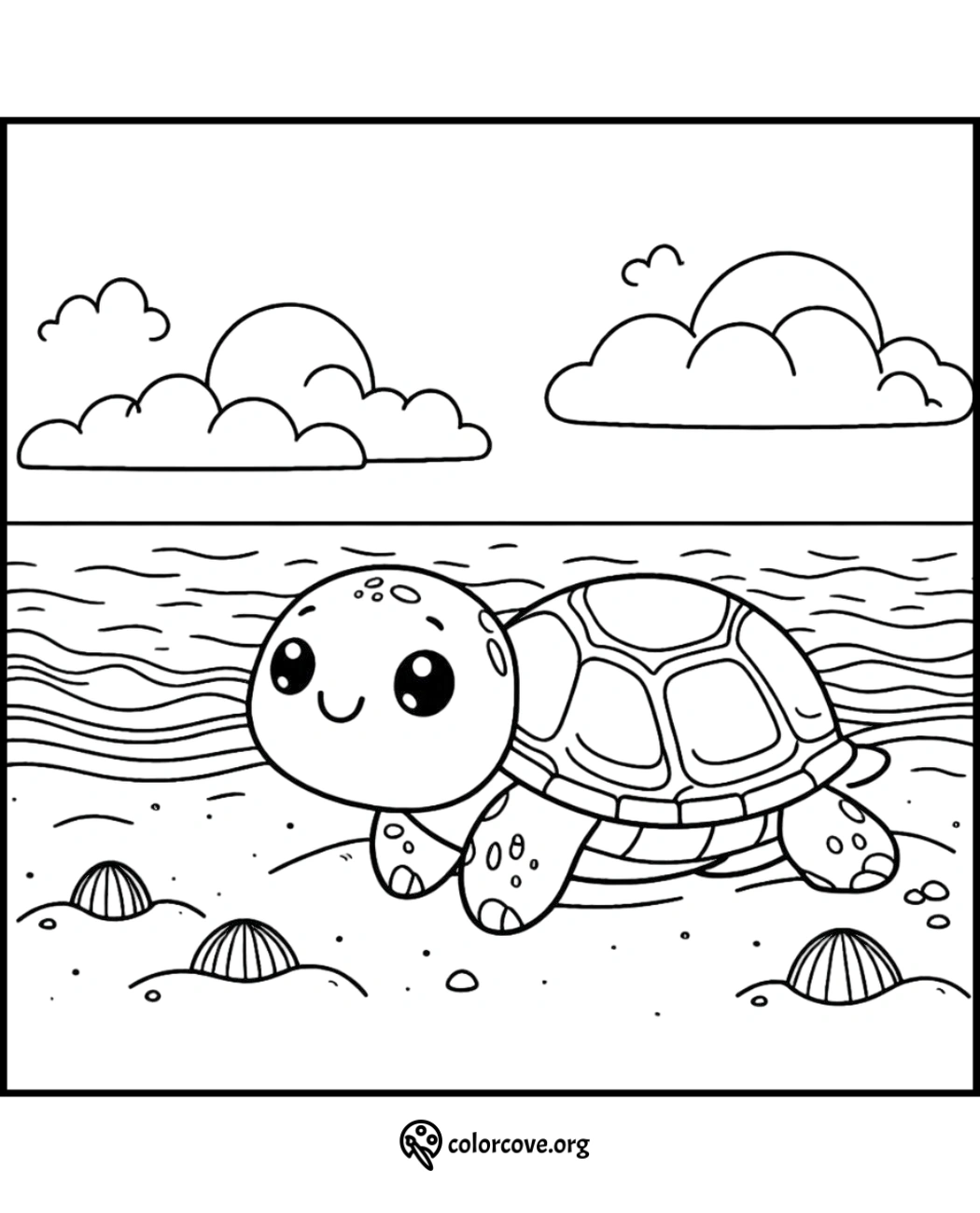 a coloring page of a turtle