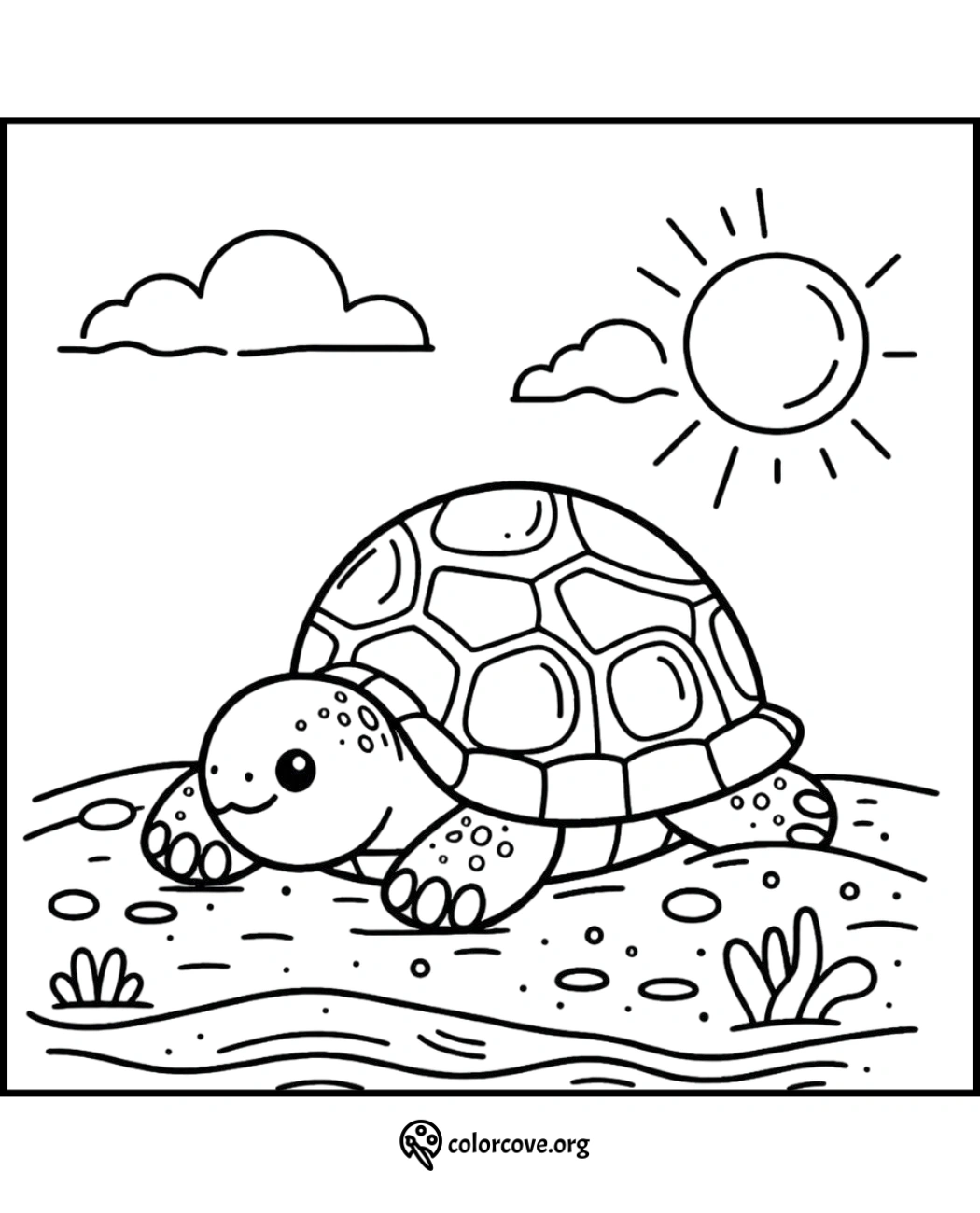 a coloring page of a turtle