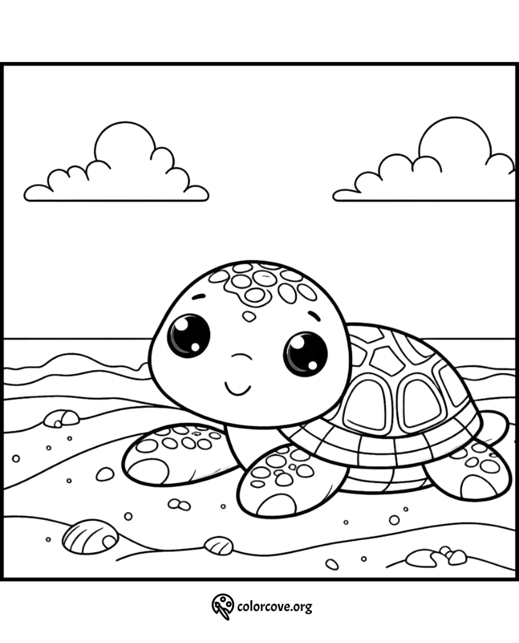 a coloring page of a turtle