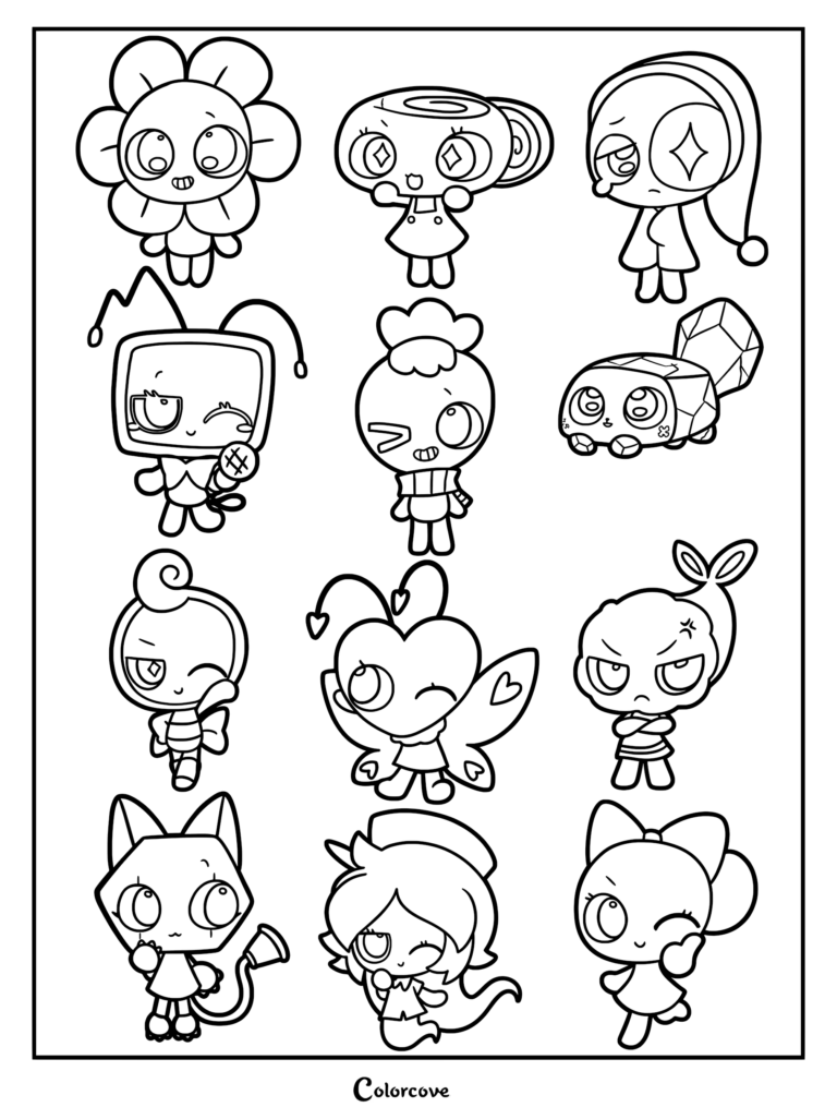 Twelve Dandy's World characters displayed in a grid layout.