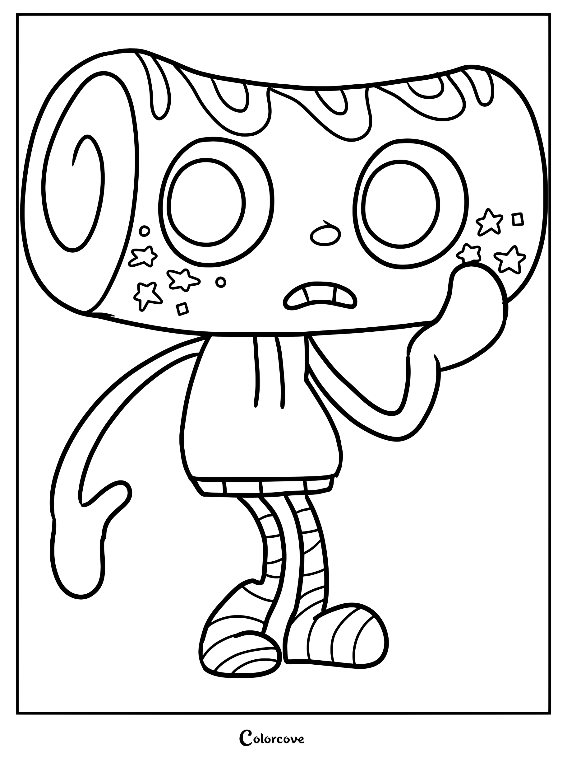 Cosmo the Pastry holding a hand to their cheek in Dandy’s World coloring page