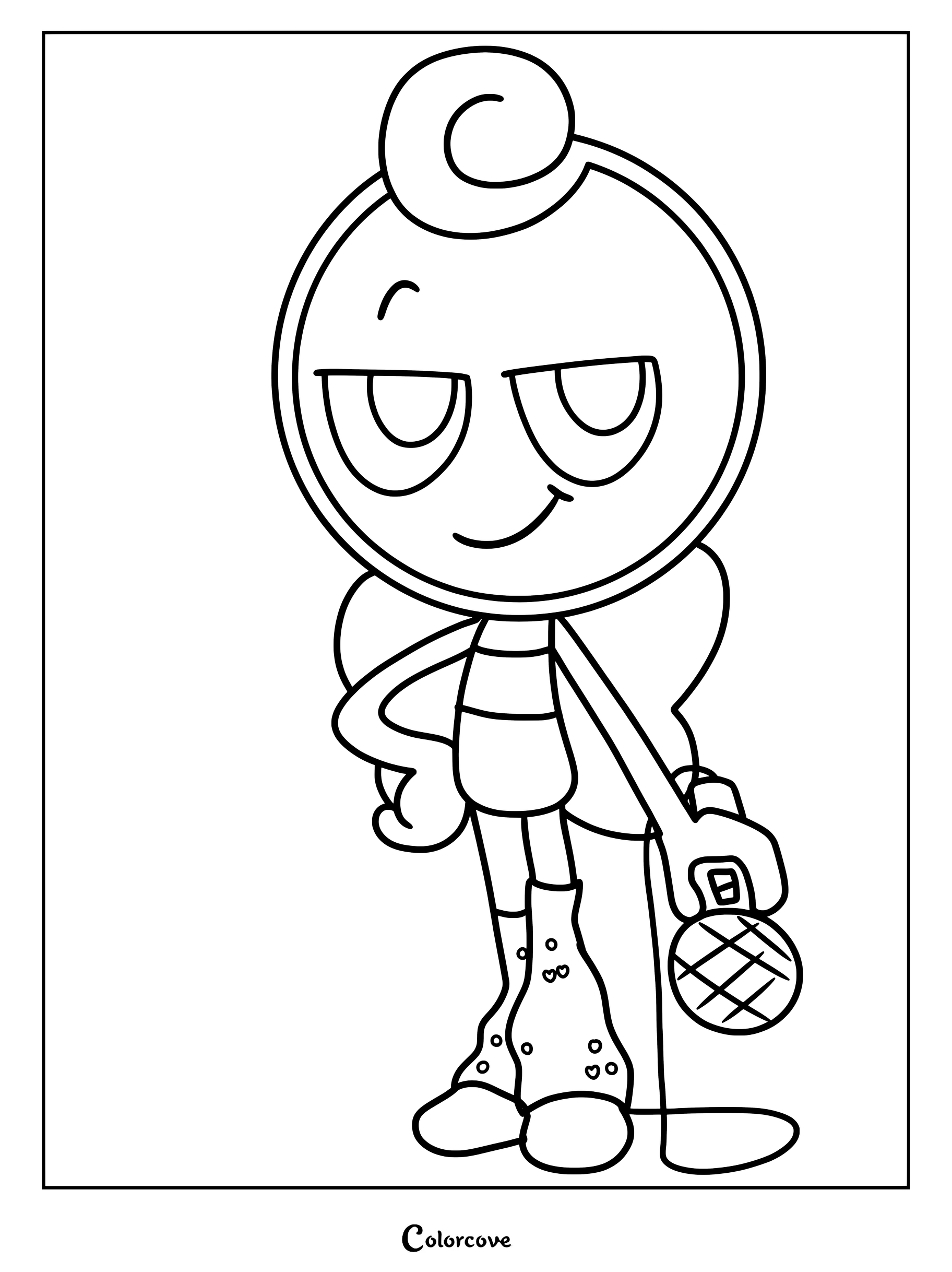 Glisten from Dandy’s World striking a confident pose with a handheld mirror coloring page