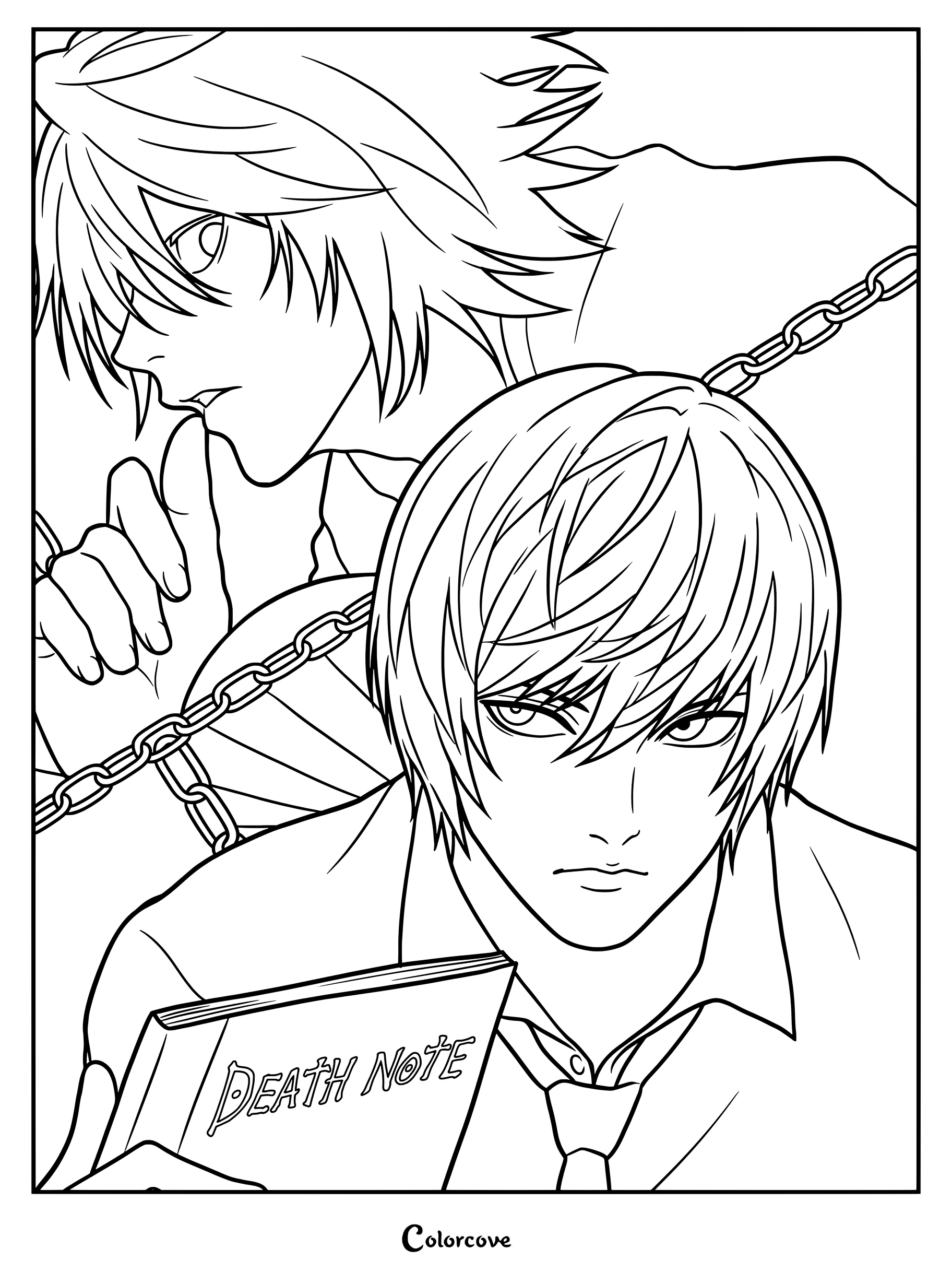 Dibujo para colorear con Light Yagami y L Lawliet de Death Note