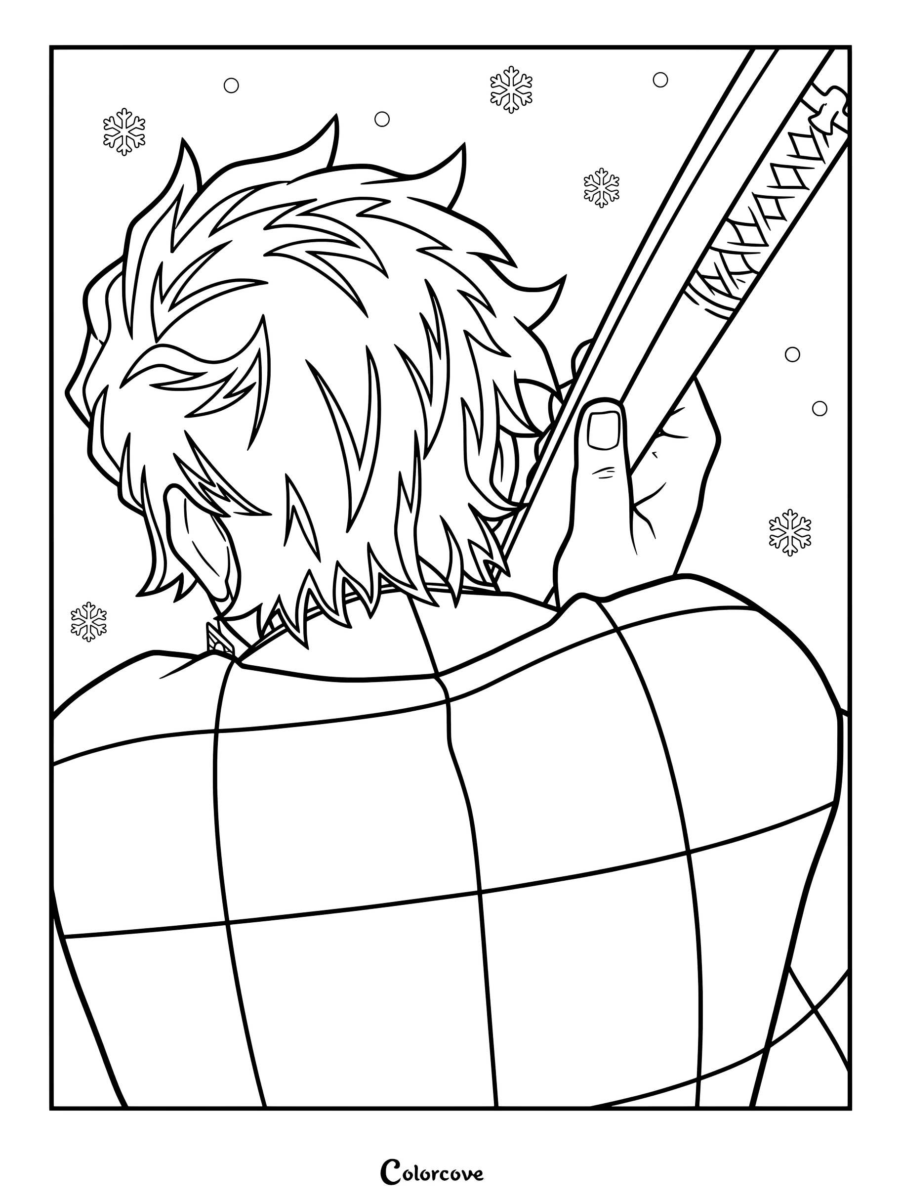 Tanjiro Decapitates Himself in a Dream coloring page
