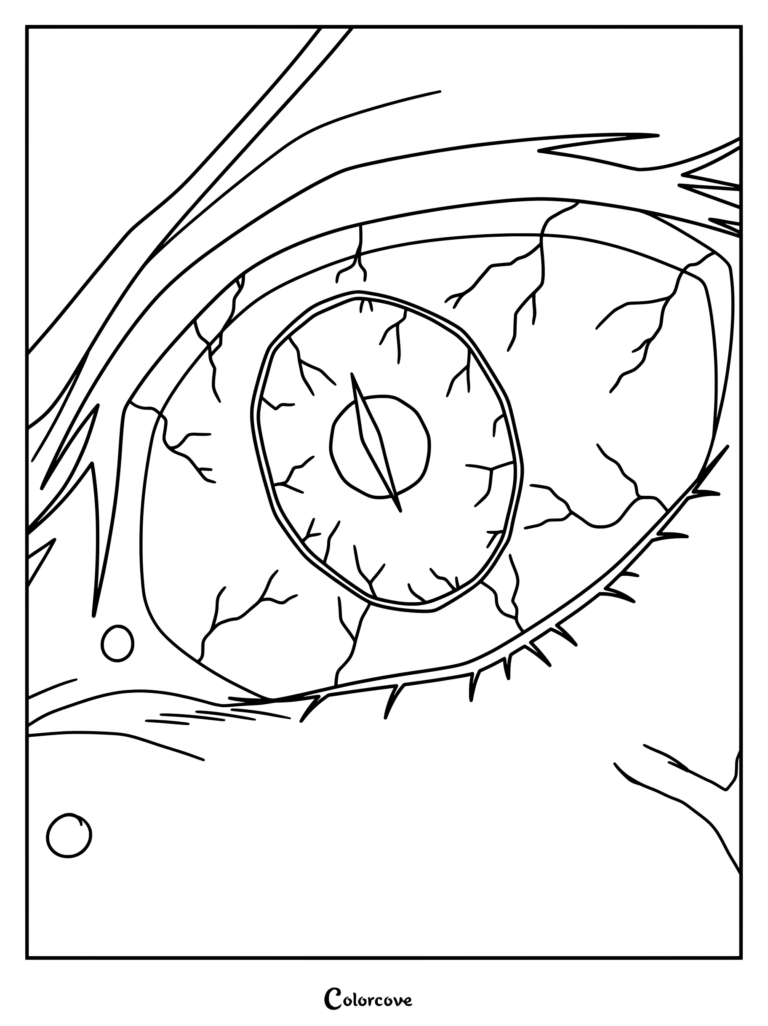 Nezuko Kamado Demon Eyes coloring page from Demon Slayer
