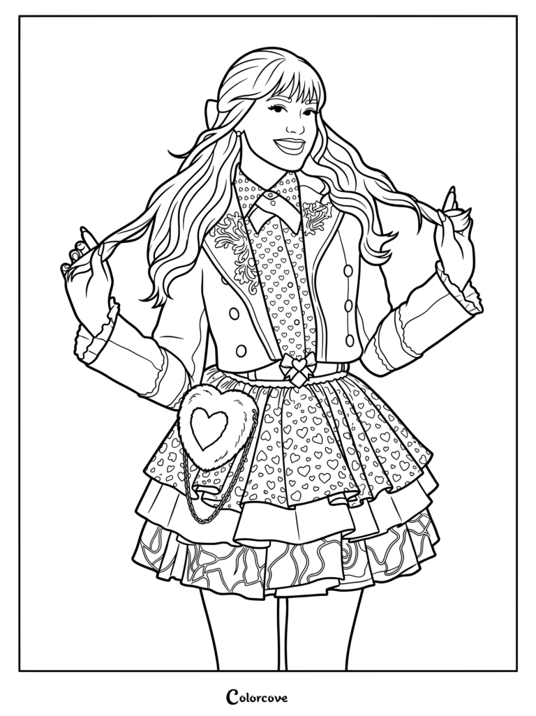 Pink of Hearts smiling while holding her long hair.