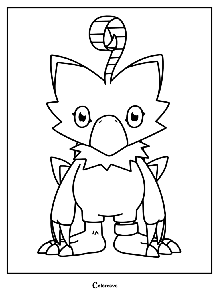 Página para colorear de Biyomon de Digimon.