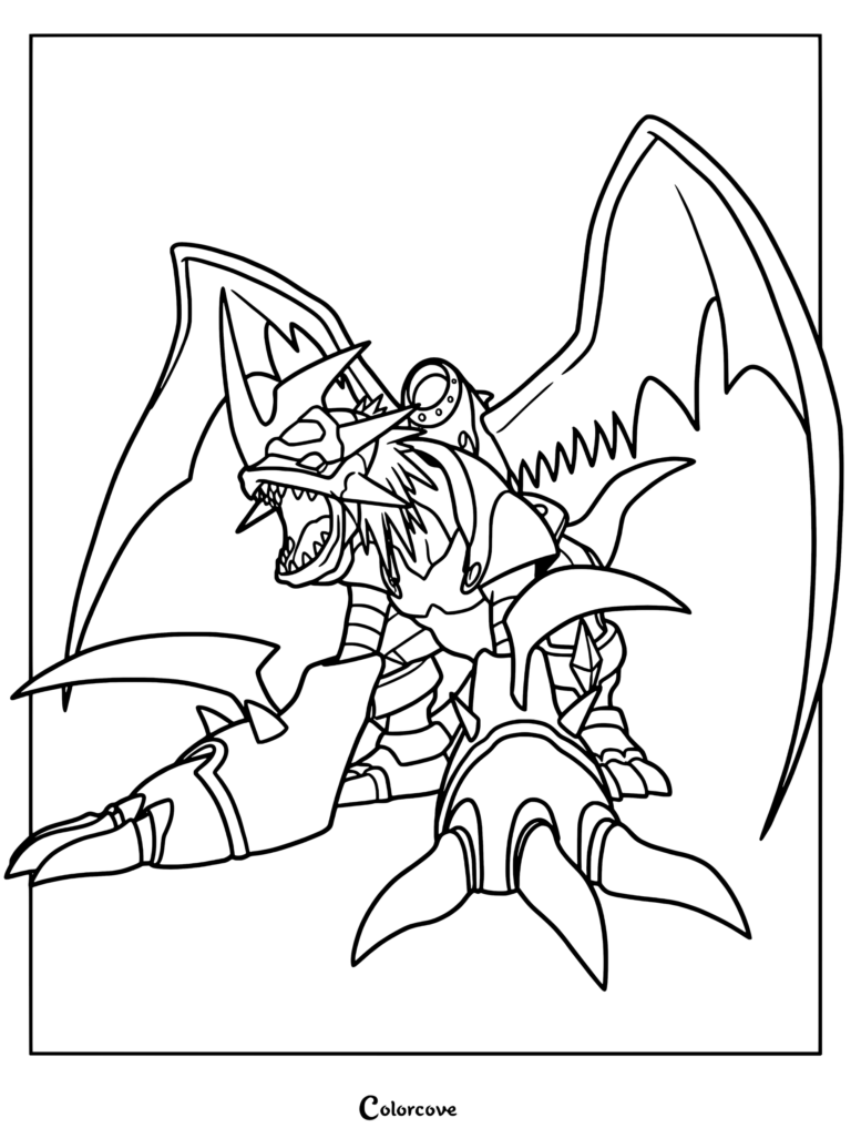 Página para colorear de Imperialdramon de Digimon.