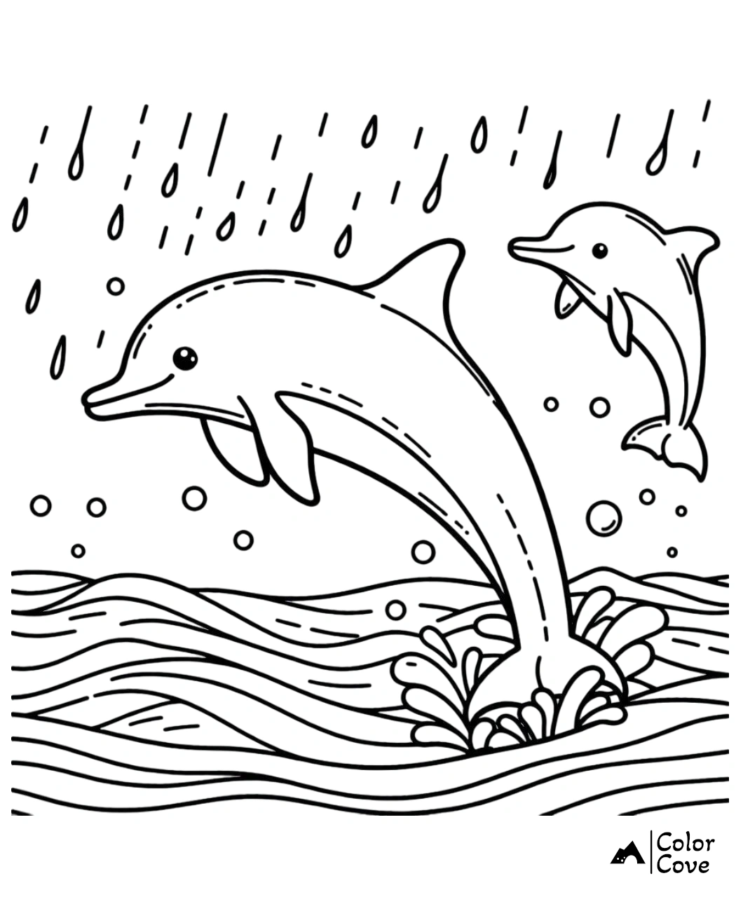 a black and white drawing of dolphins jumping out of water