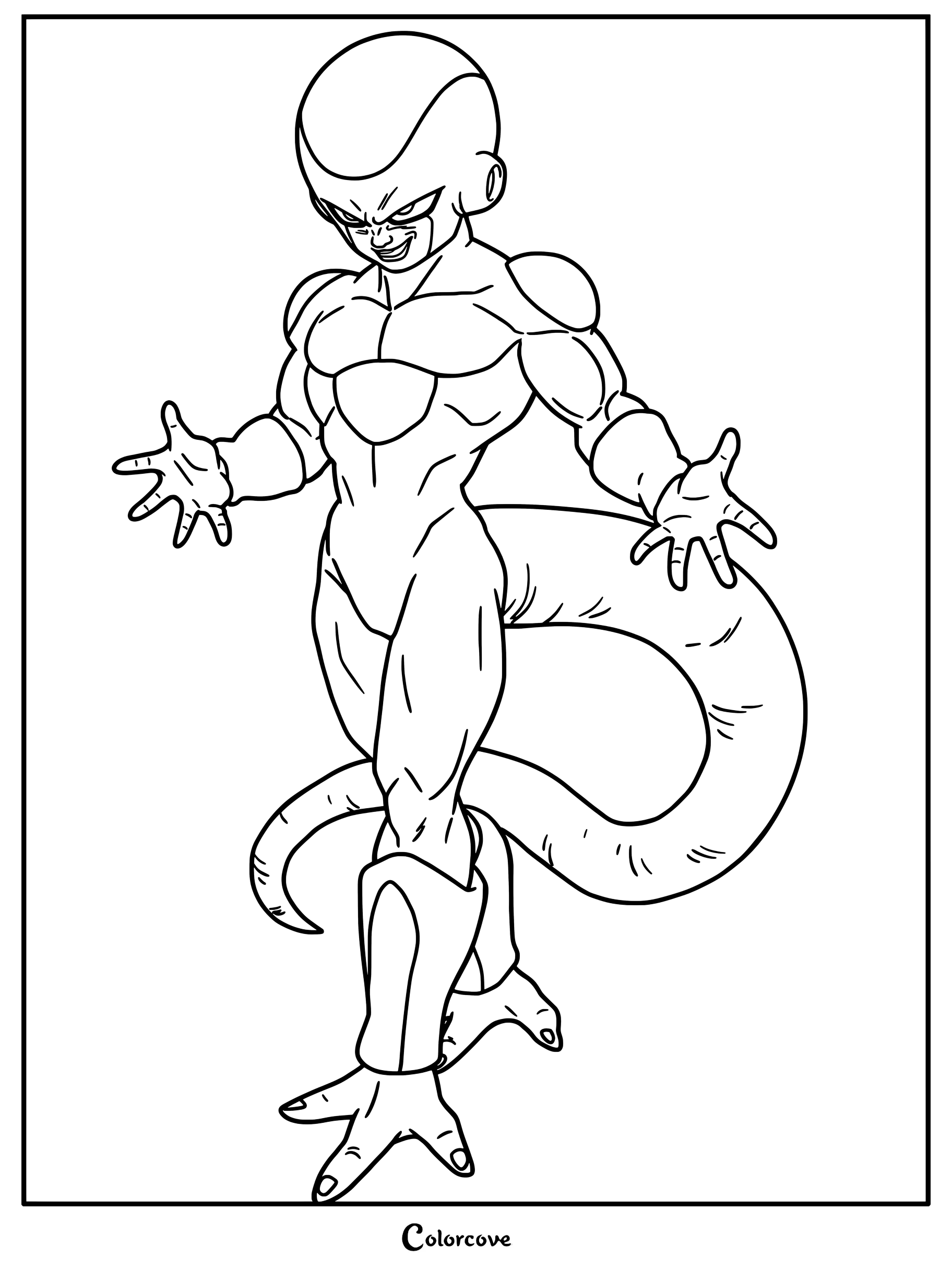 Dibujo para colorear e imprimir de Freezer en su forma final de Dragon Ball Z.