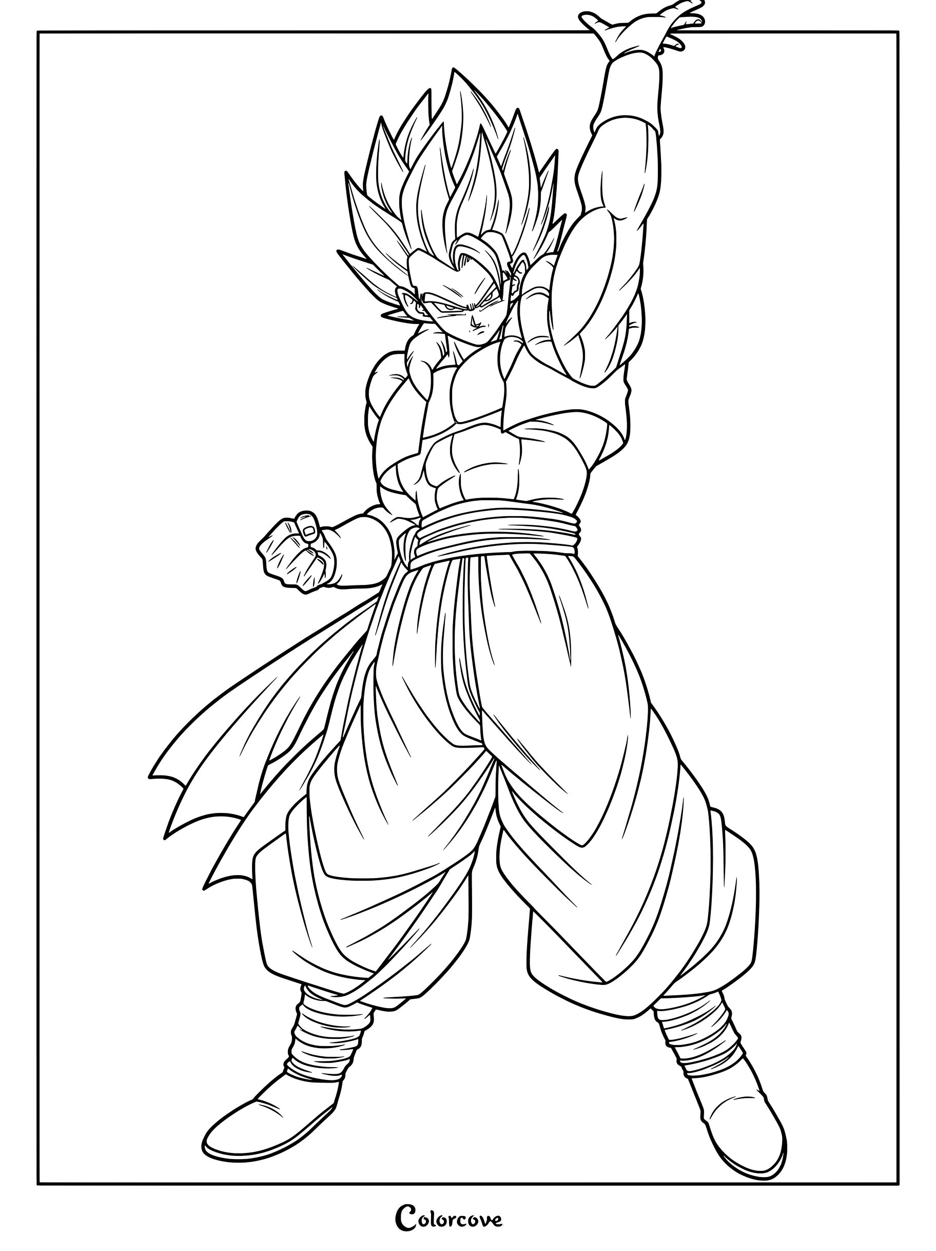 Página para colorear de Gogeta Super Saiyajin de la película Dragon Ball Super: Broly
