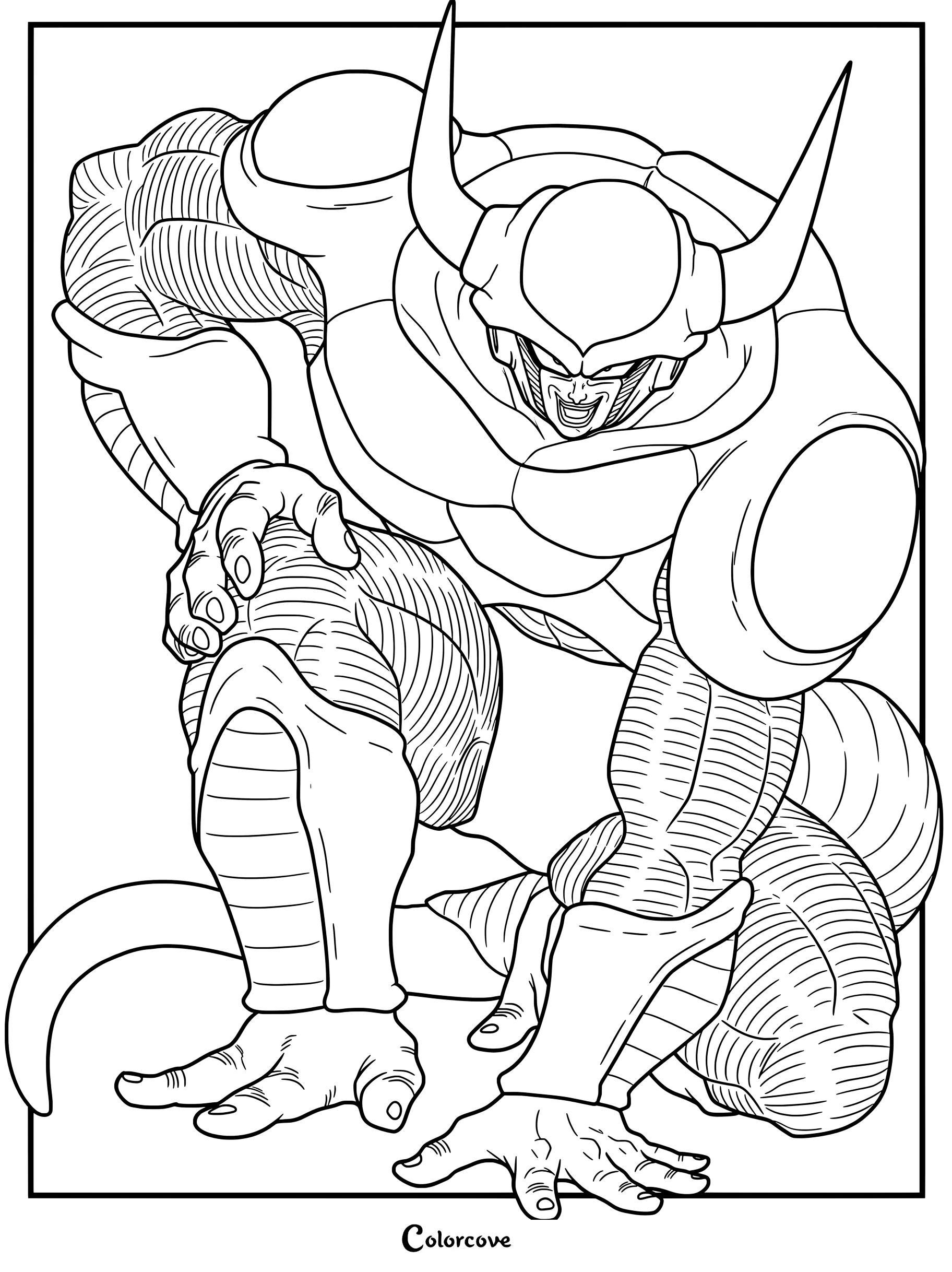 Dibujo para colorear de Dragon Ball con Freezer en su Segunda Forma.