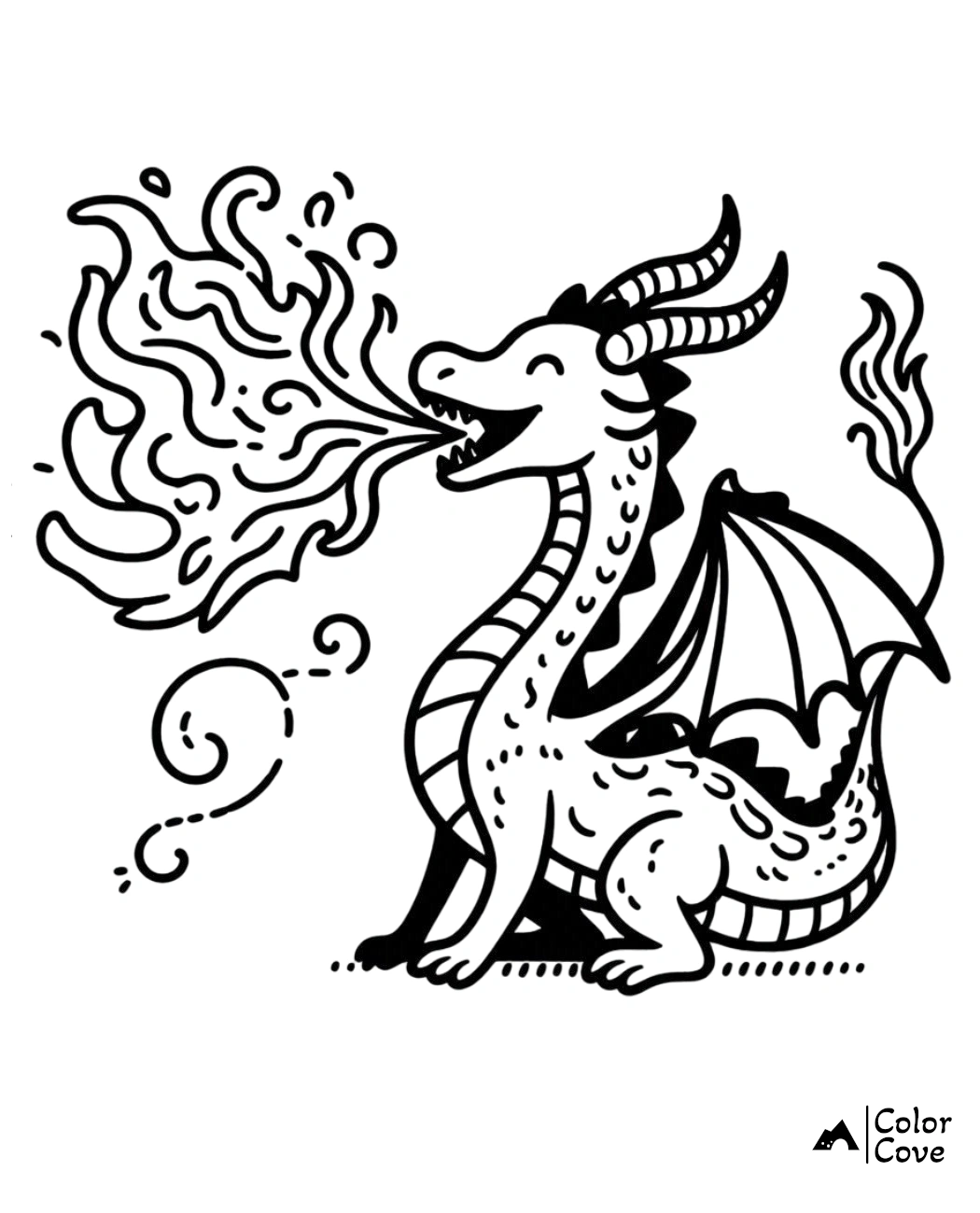 a black and white drawing of a dragon