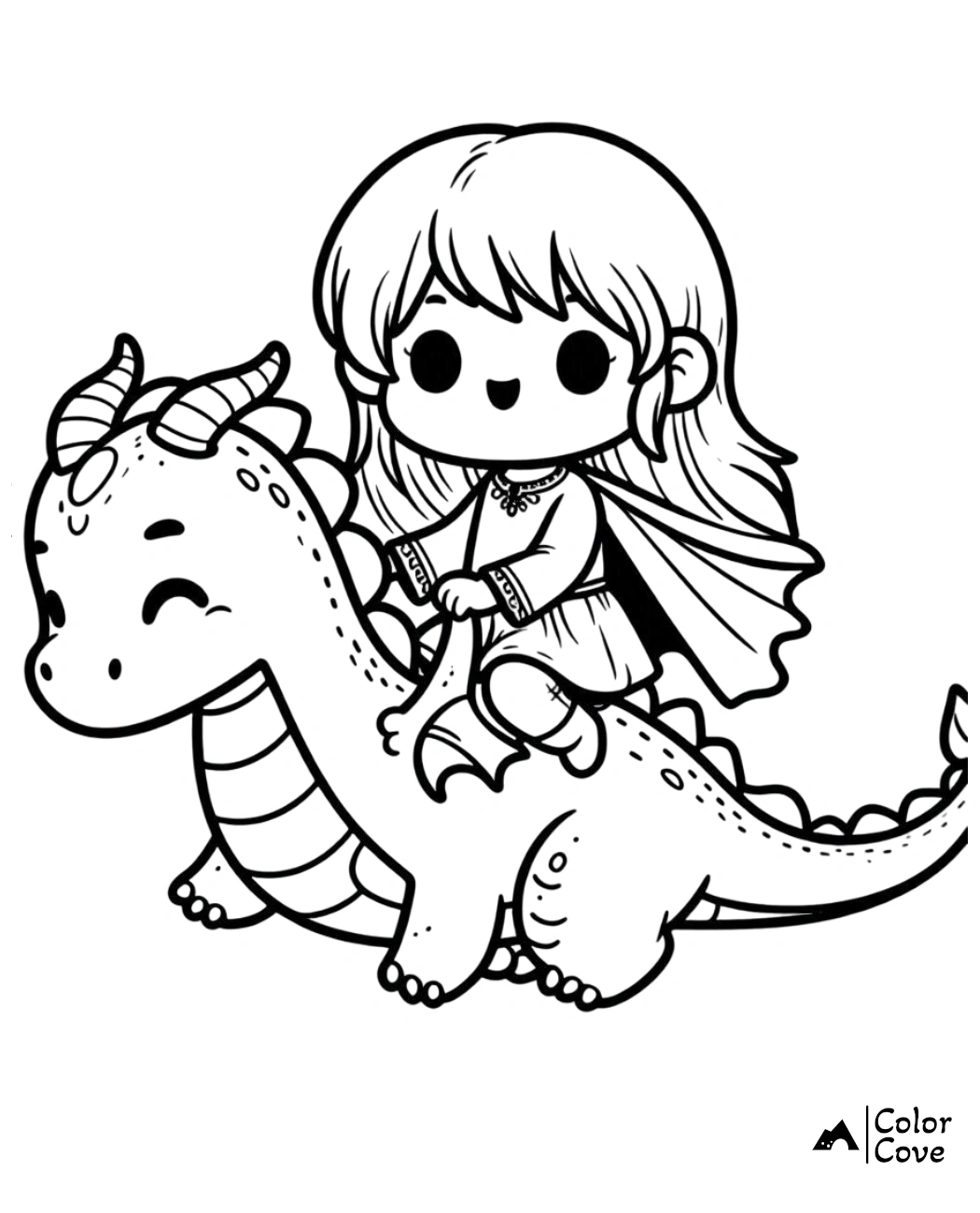 a cartoon of a girl riding a dragon