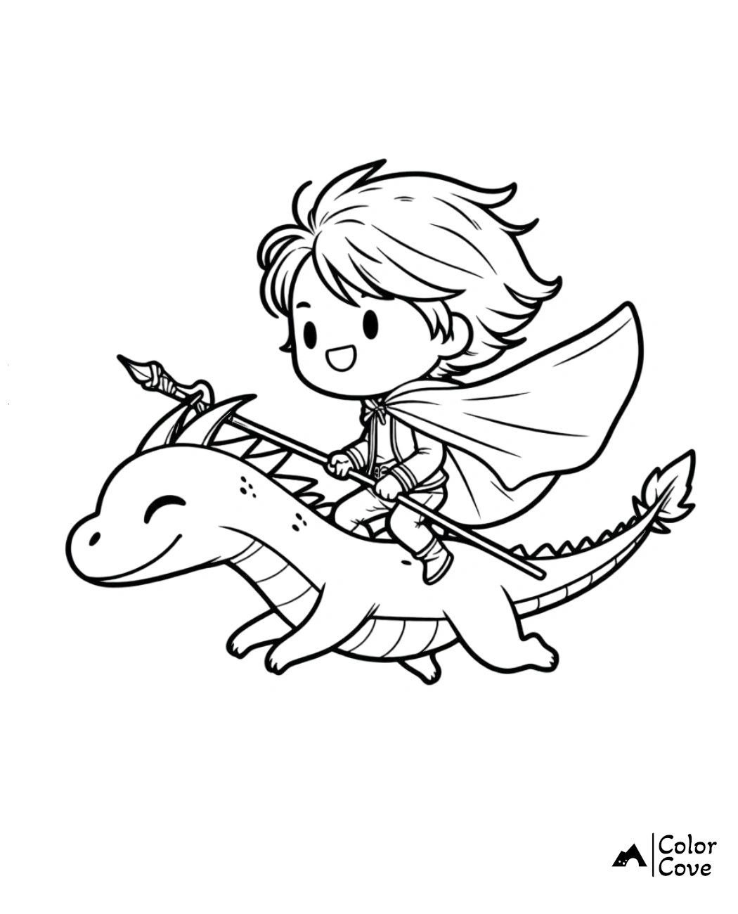 a cartoon of a boy riding a dragon