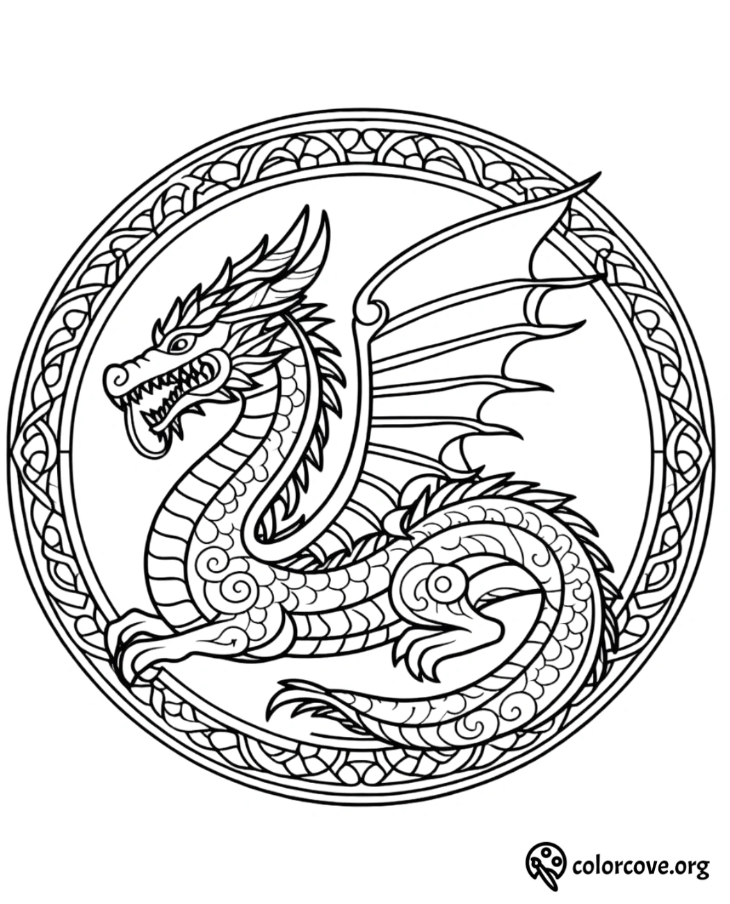 a black and white drawing of a dragon