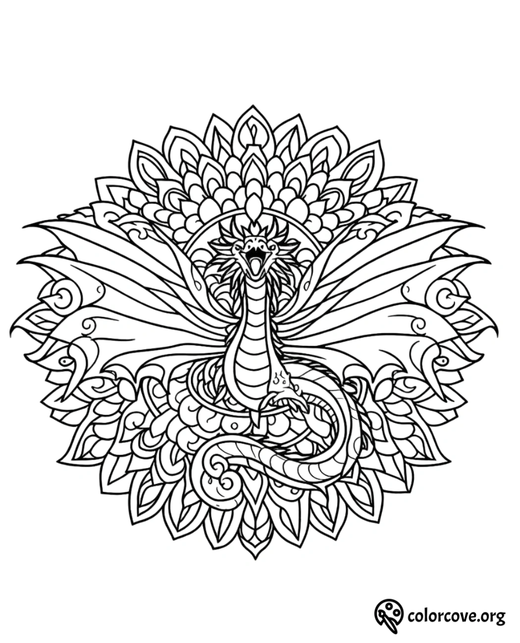 24 Free Dragon Mandala Coloring Pages