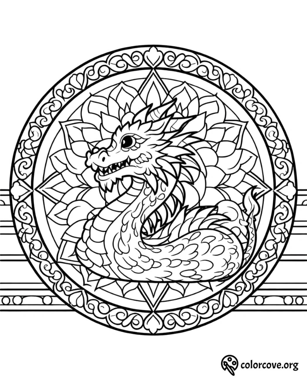 a black and white drawing of a dragon