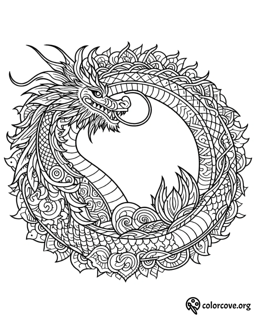 a black and white drawing of a dragon