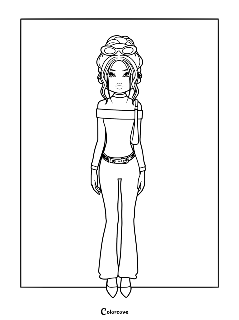 Retro Y2K look with flared pants and crop top.