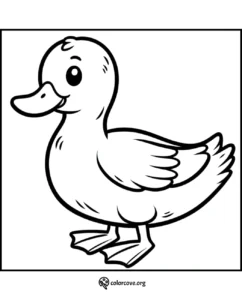 Cute duck coloring page for kids to print and color. Perfect for young artists and animal enthusiasts to enjoy coloring.