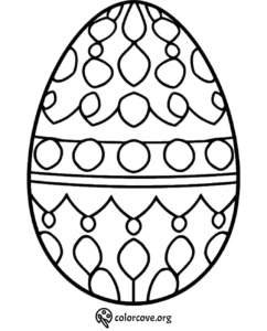 Ornate Easter egg coloring page with intricate geometric patterns, ideal for creative and calming coloring activities.