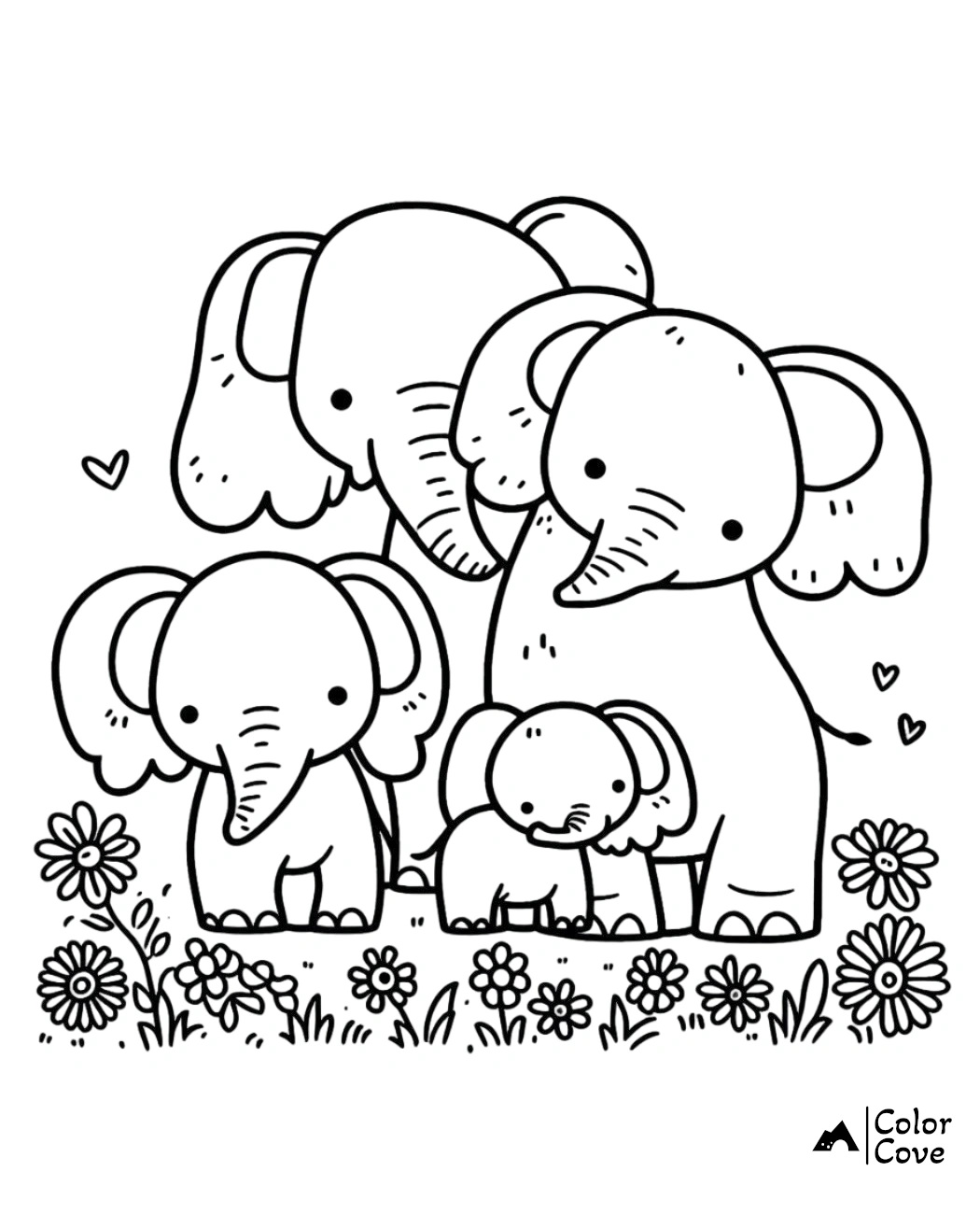 a group of elephants with their babies