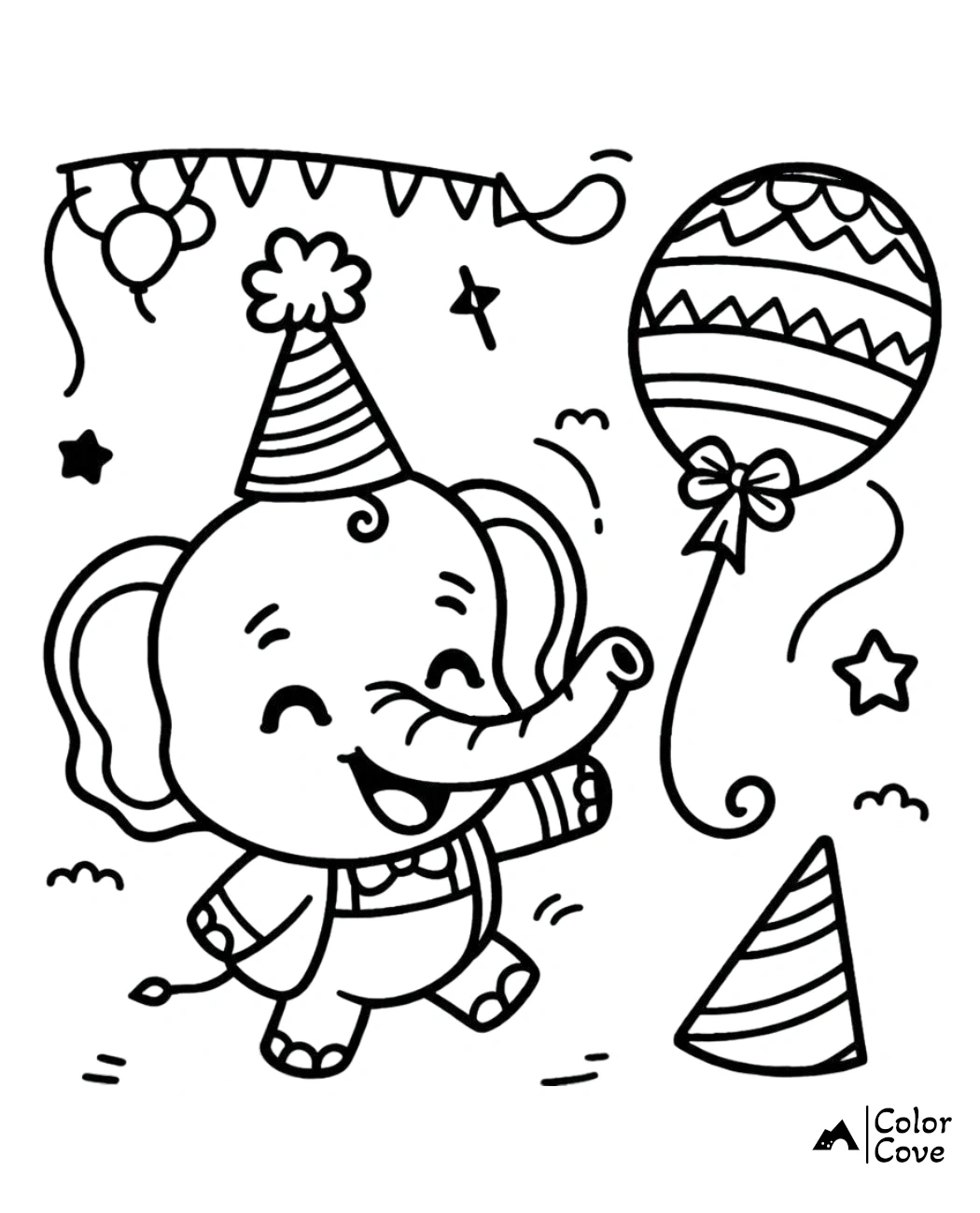 a coloring page of an elephant