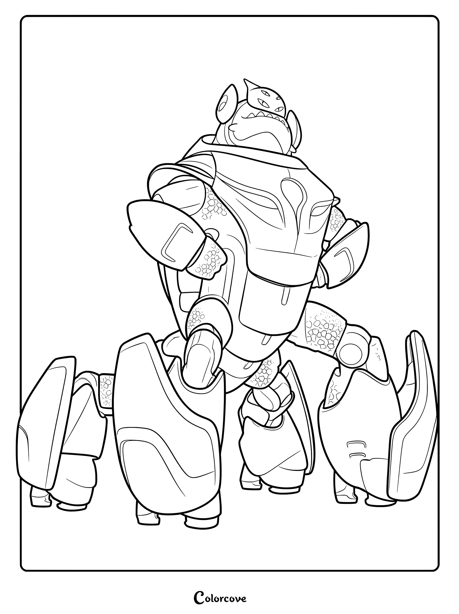 Lord Grigon from Disney and Pixar's Elio standing in a powerful pose, featured in a detailed line art coloring page.