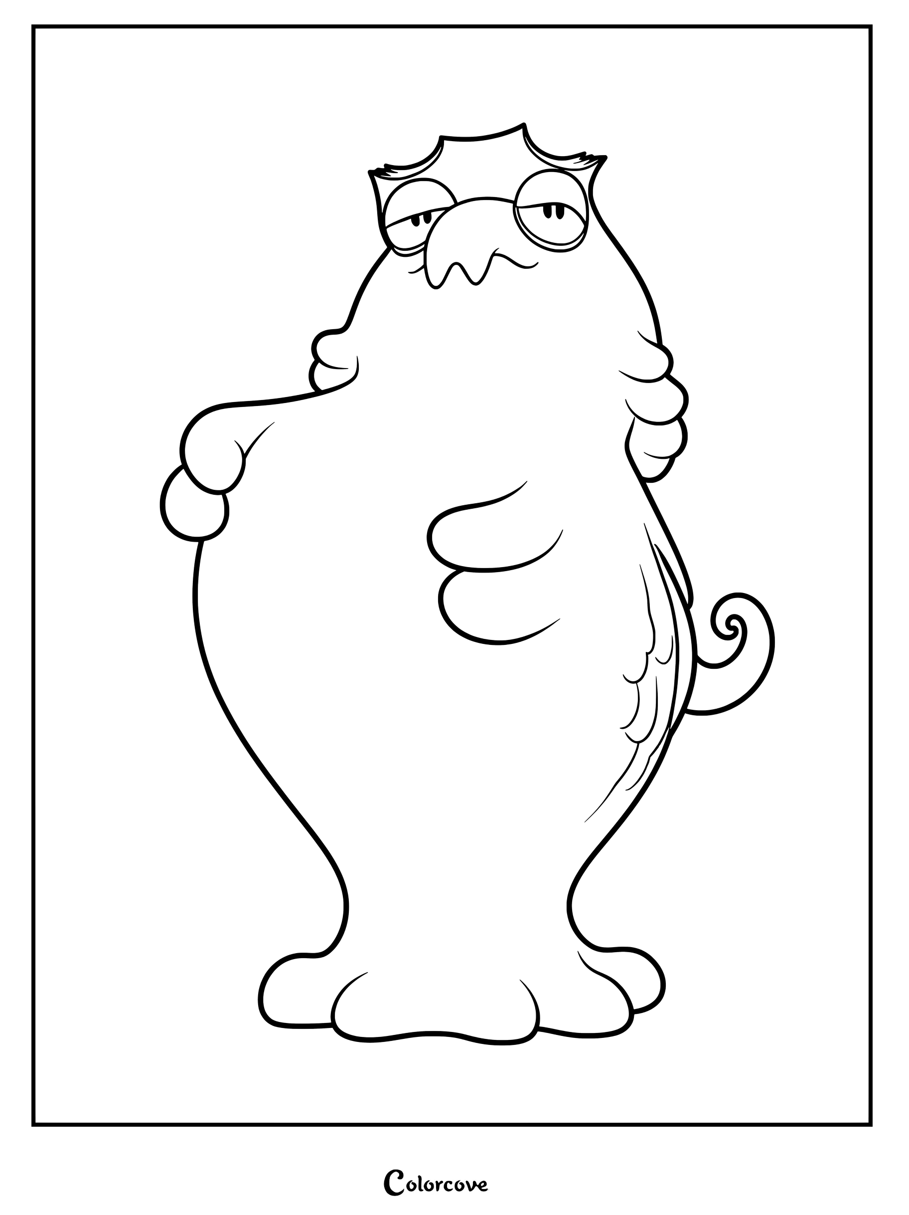 A printable coloring page featuring Ambassador Helix from Disney and Pixar’s Elio, shown in a standing pose with his distinct round glasses and textured body.