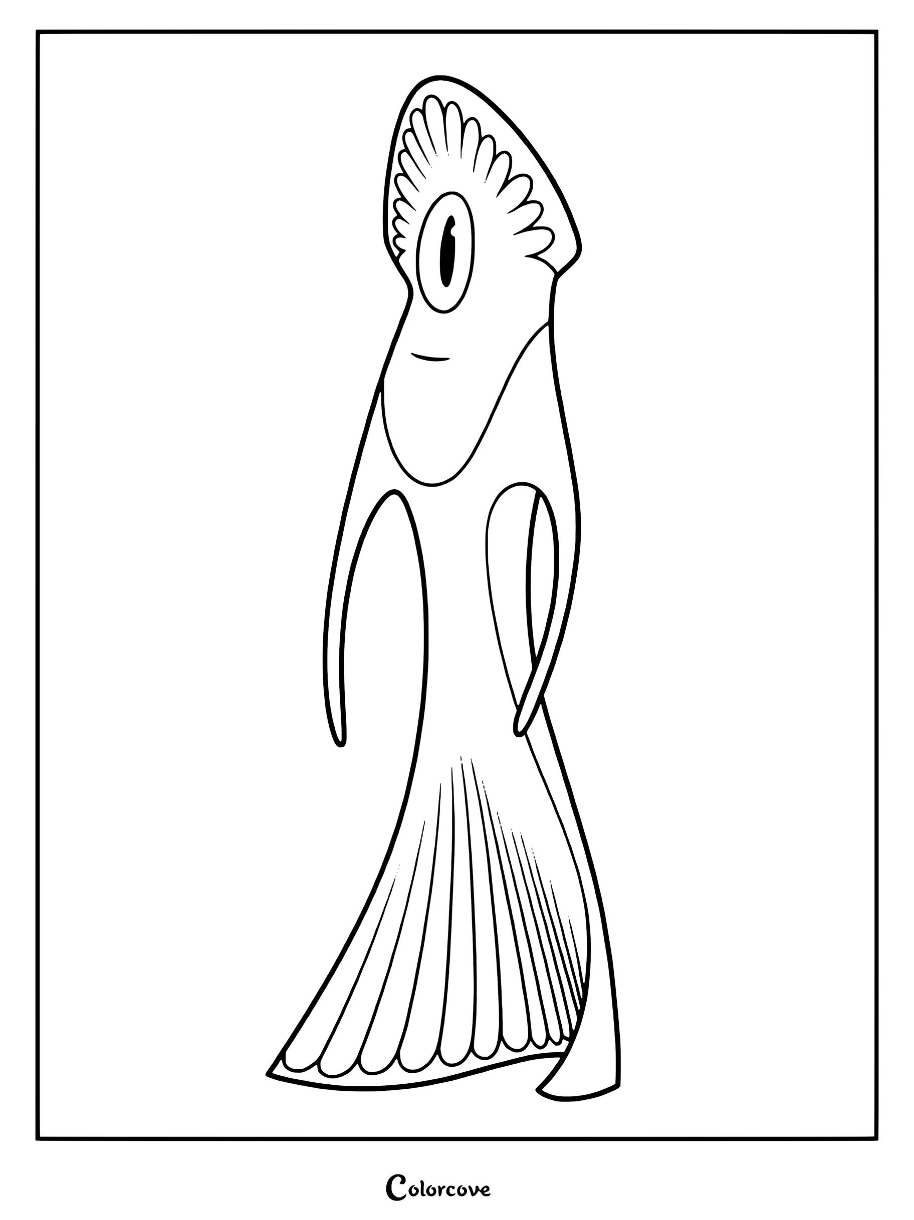Ambassador Turais from Elio standing tall in this printable coloring page, featuring his unique one-eyed alien design and flowing robes.
