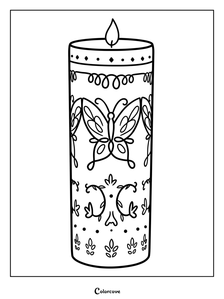 The Miracle Candle from Encanto featuring a butterfly design as a printable coloring page.