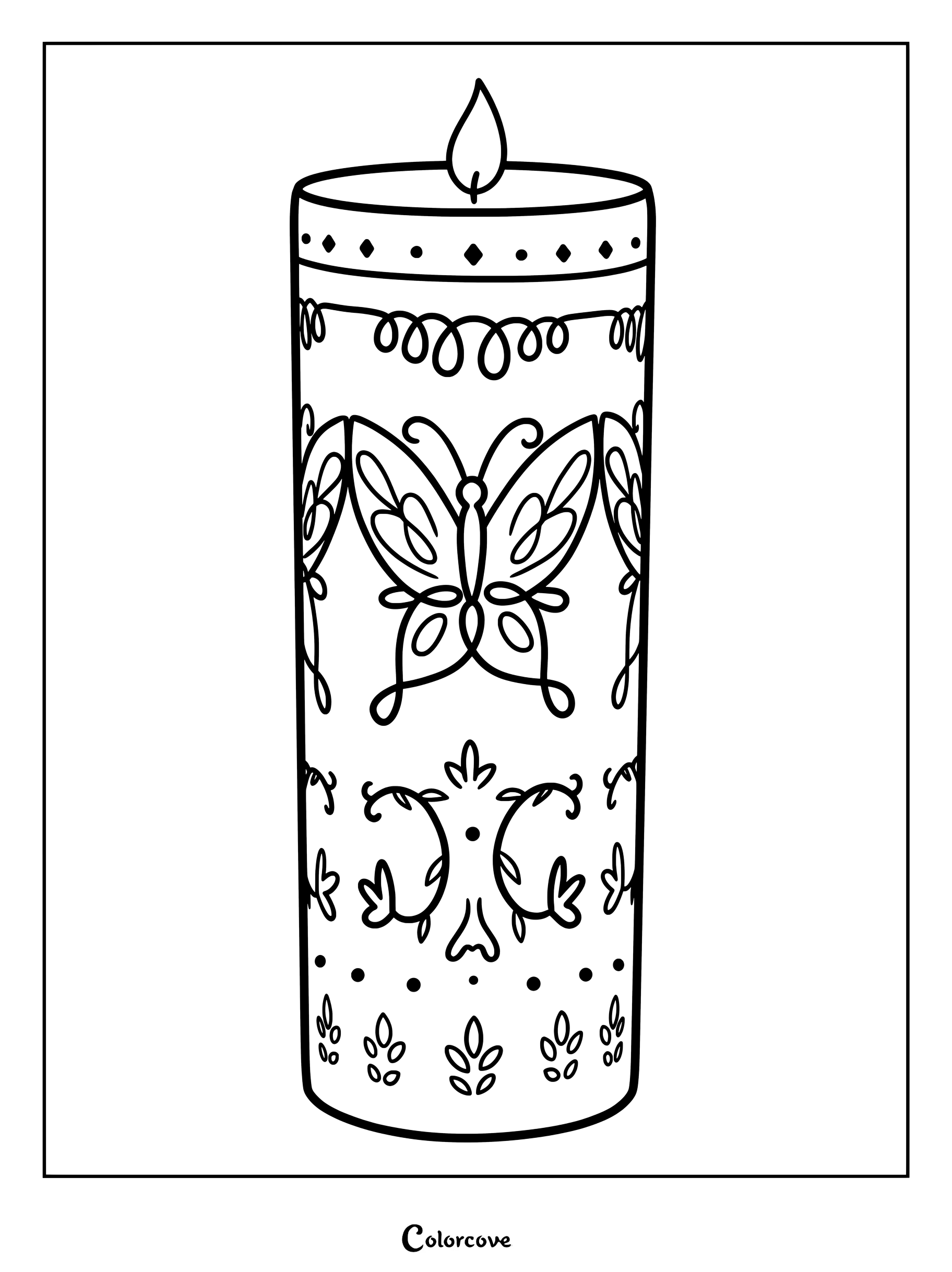 The Miracle Candle from Encanto featuring a butterfly design as a printable coloring page.