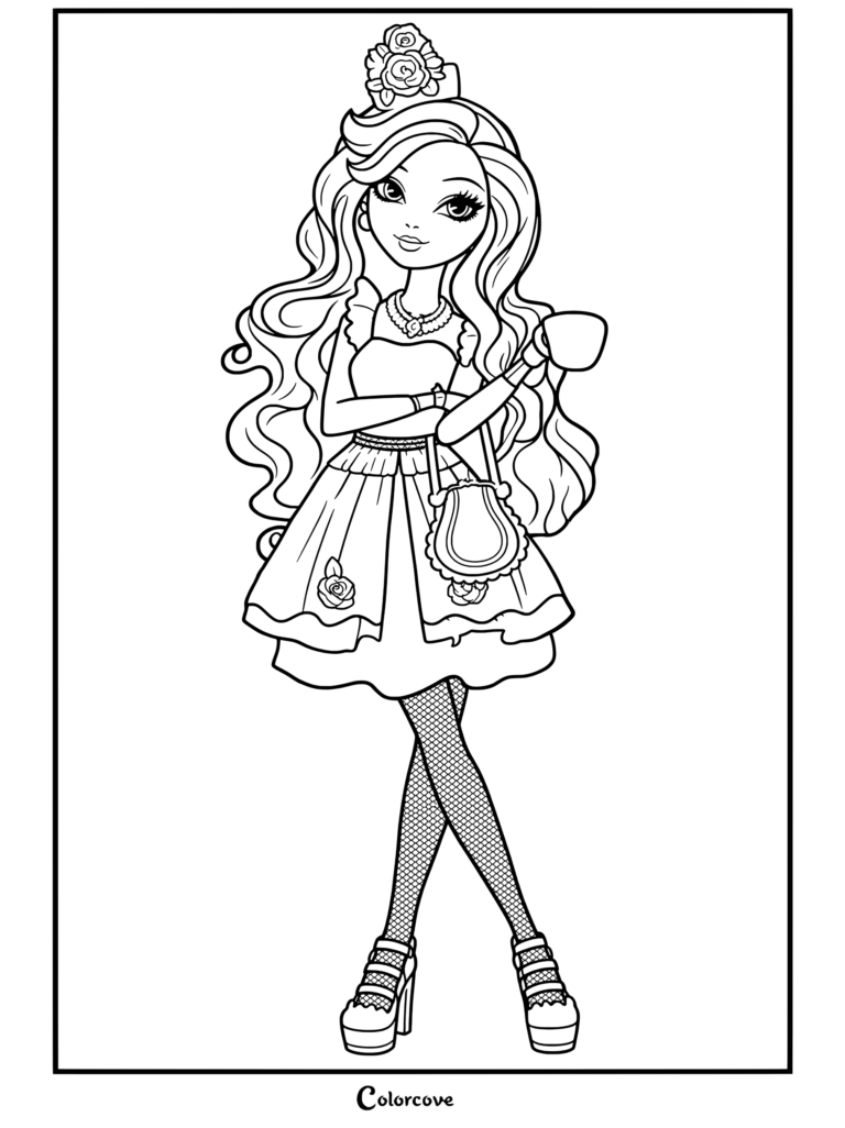 Briar Beauty en pose debout dans sa tenue Spring Unsprung pour un coloriage Ever After High