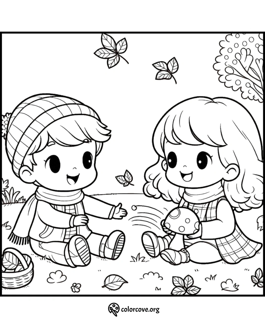 a cartoon of a boy and girl sitting on grass