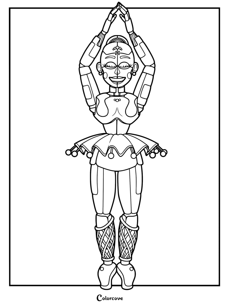 Ballora from Five Nights at Freddy's Sister Location in a ballet pose, featured as a printable coloring page.