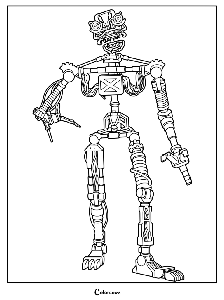 The Mimic endoskeleton from Five Nights At Freddys in a printable coloring page