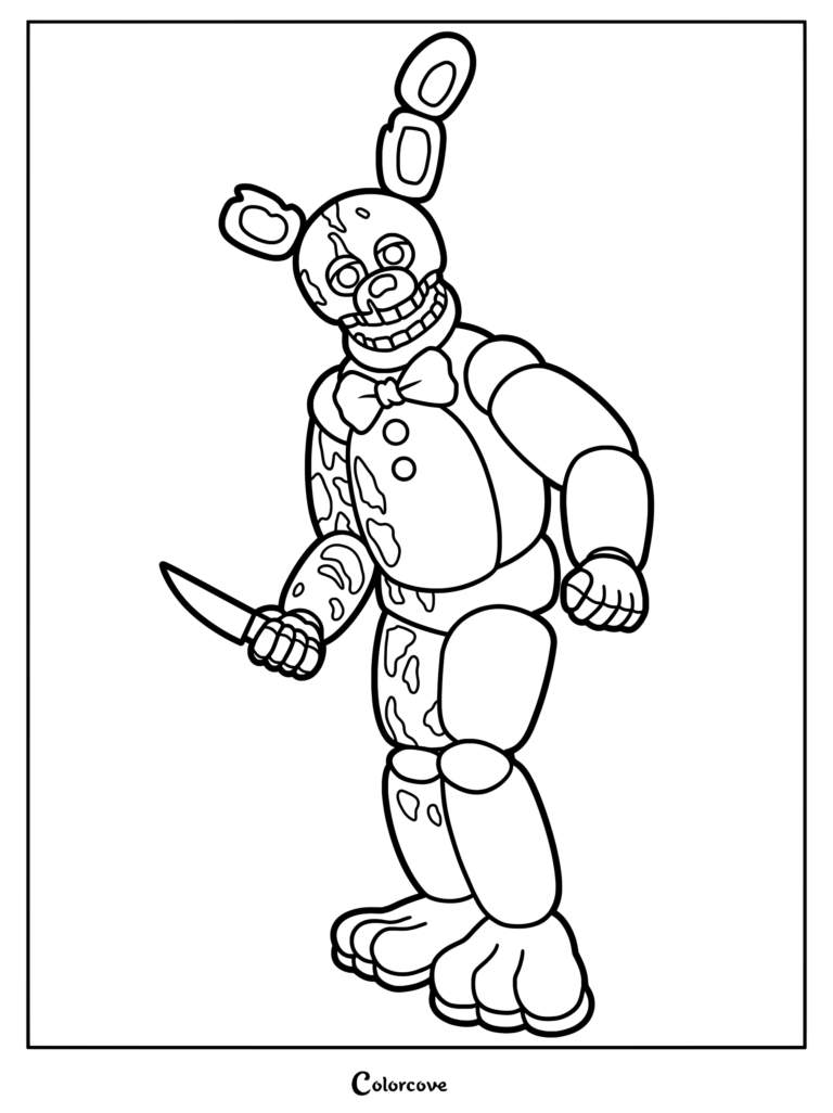 The Yellow Rabbit coloring page holding a knife