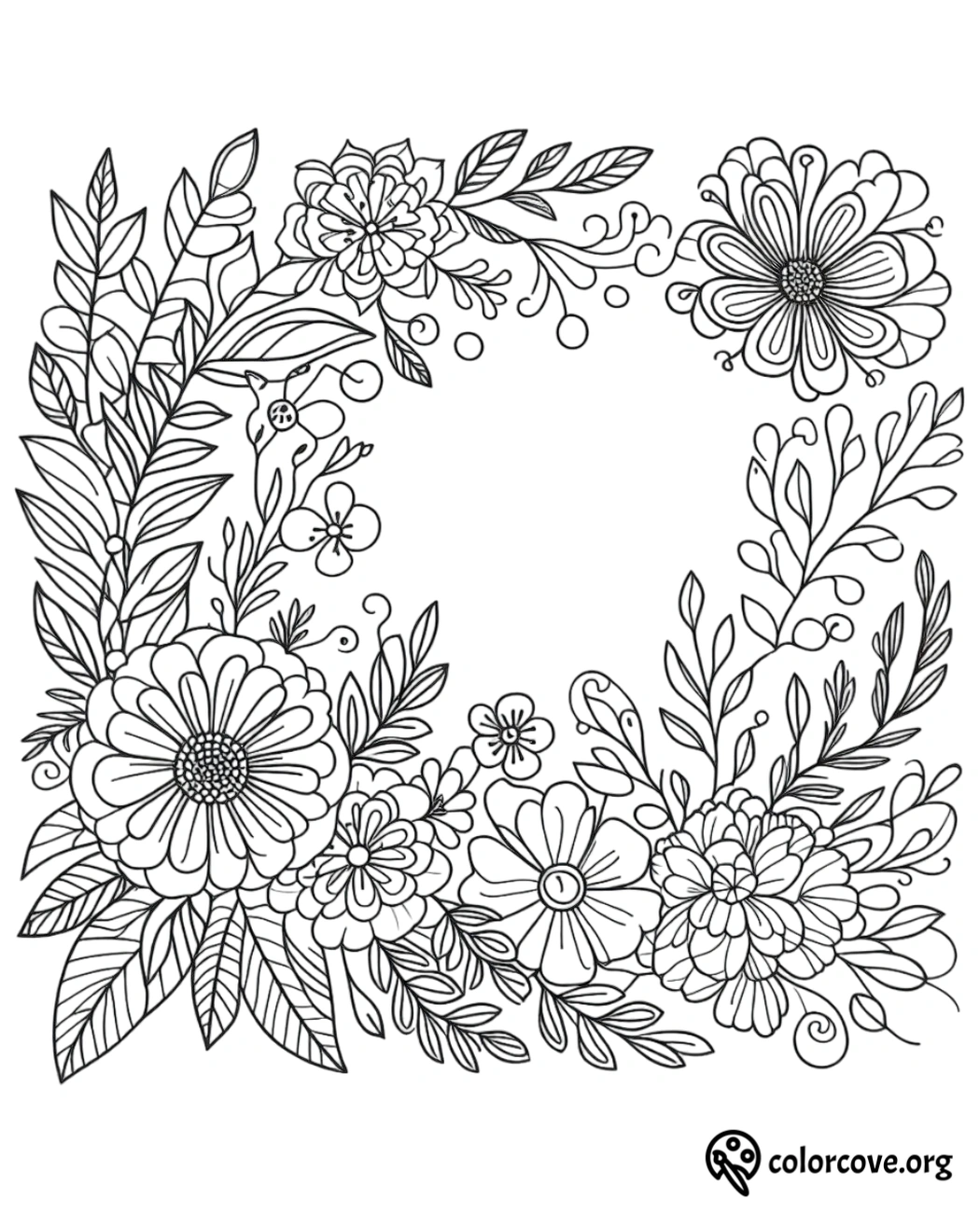 a black and white drawing of flowers