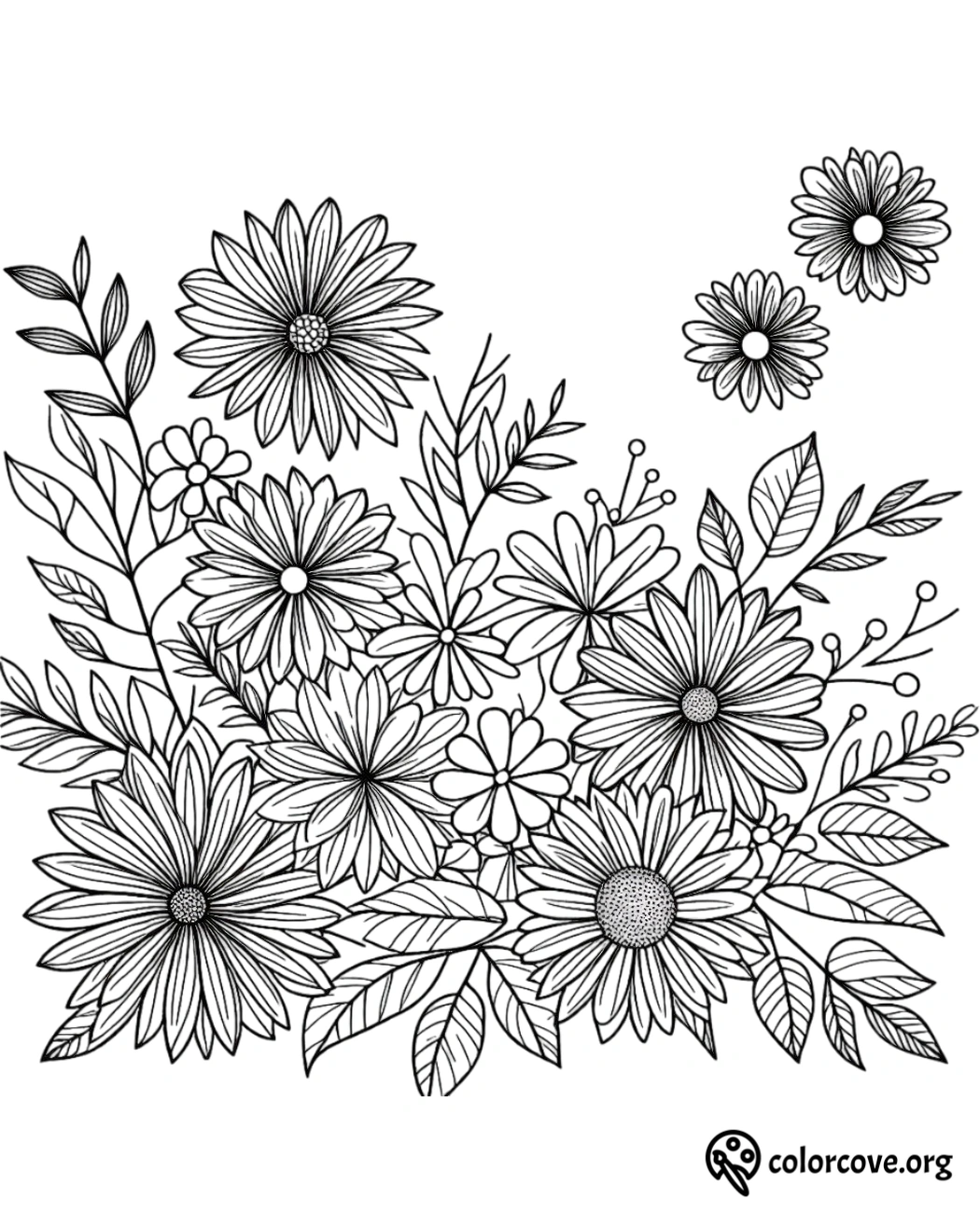 a black and white drawing of flowers