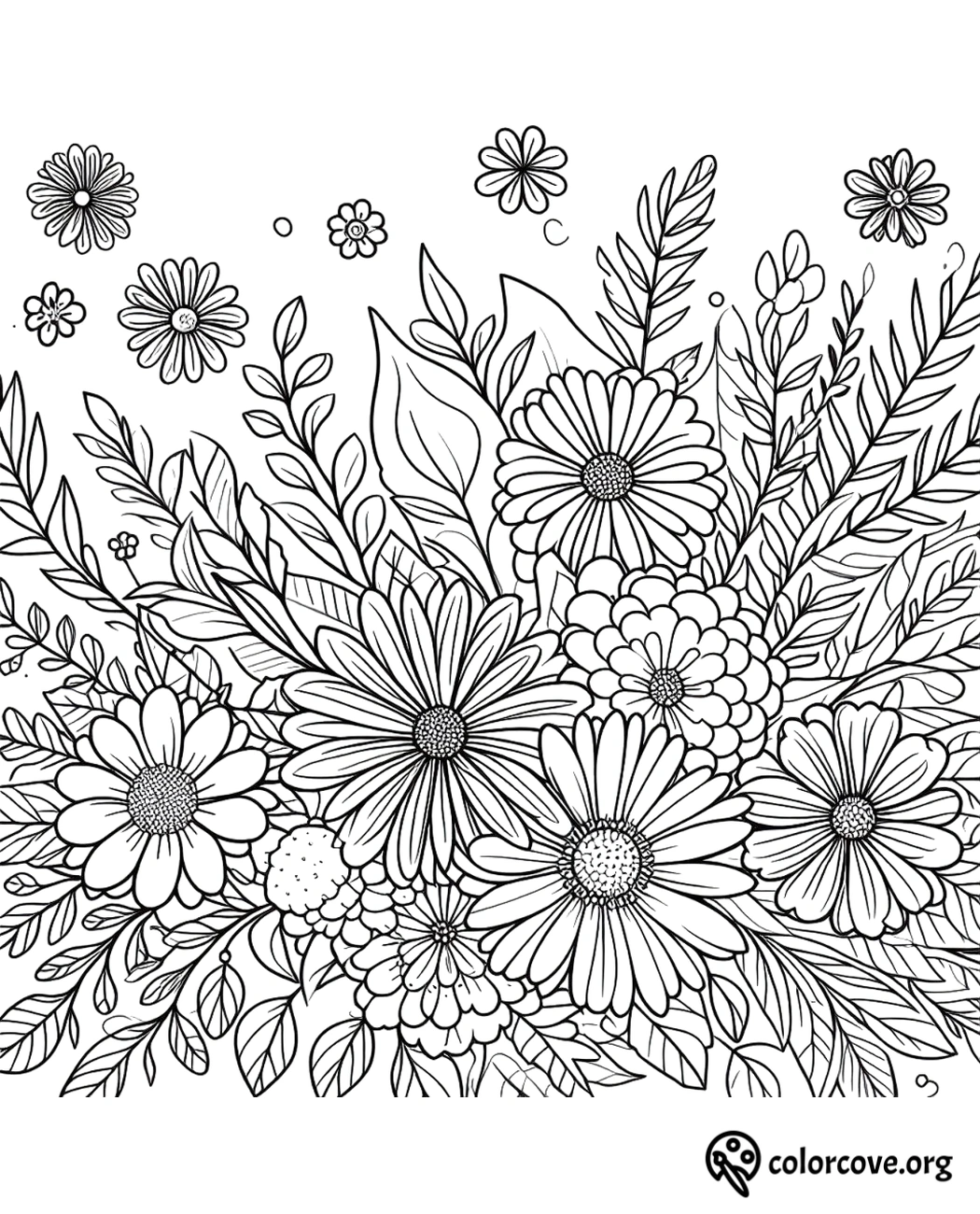 a black and white drawing of flowers