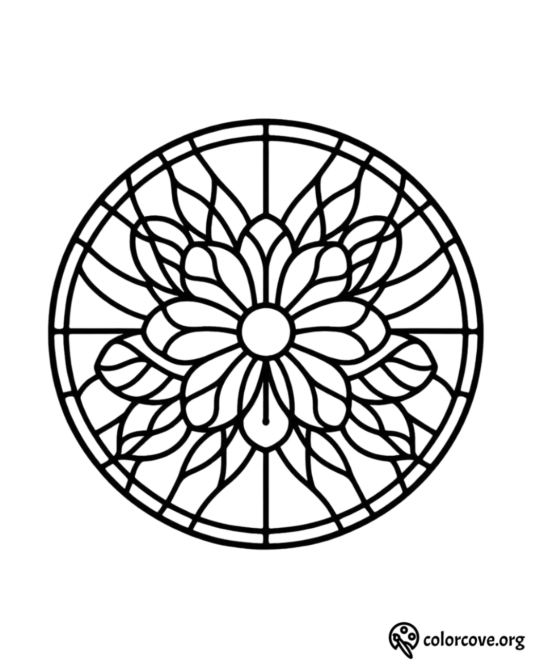 a circular design with a flower