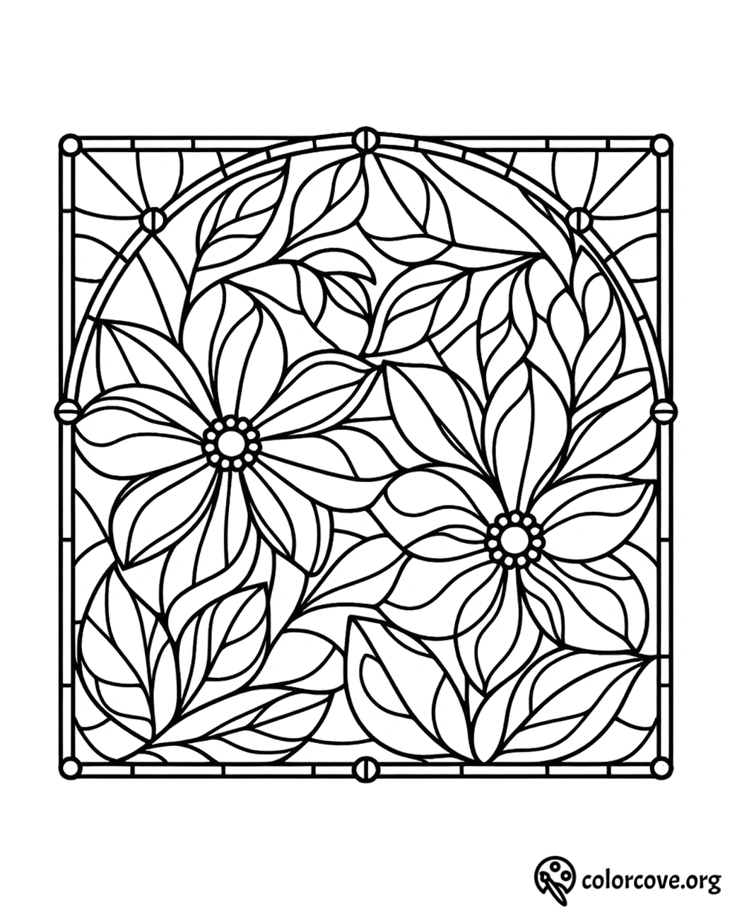 a black and white stained glass window